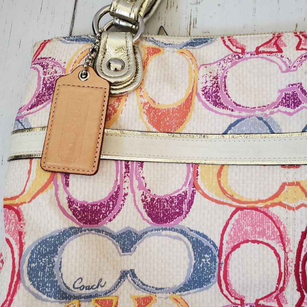 Coach Signature Multicolor Print Tote - image 3
